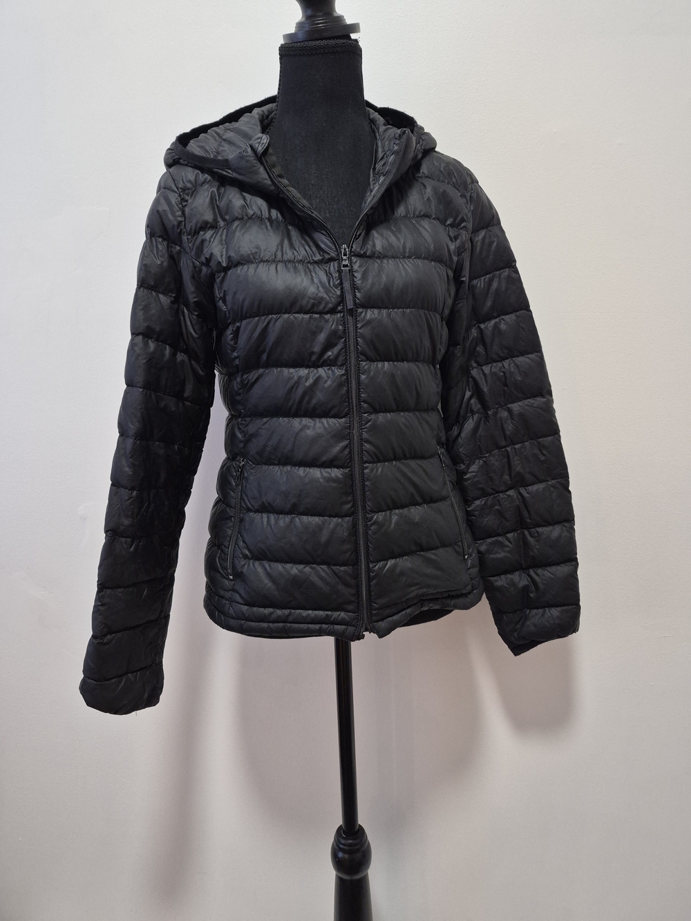 TNA Black Hooded Quilted Puffer Jacket - Down Filled